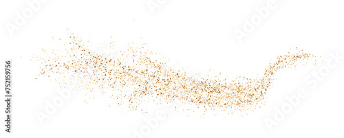 Sparkling golden sand wave realistic vector illustration. Magic design. Fairytale mystic shimmering glitter 3d element on white background