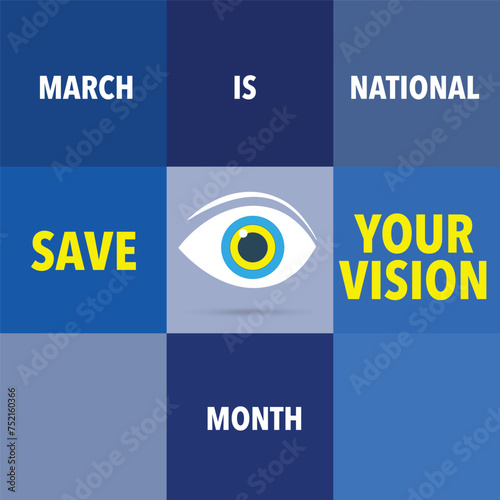 Save your vision month. Right vision vector template for banner, card, poster, background.