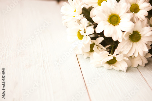 beautiful bouquet of white chrysanthemums, closeup