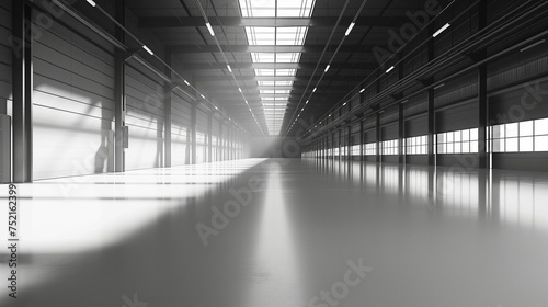 Image of a huge spacious empty warehouse.