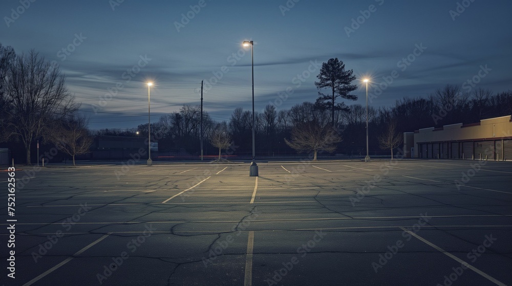 Image of a vacant parking lot, showcasing the empty expanse.