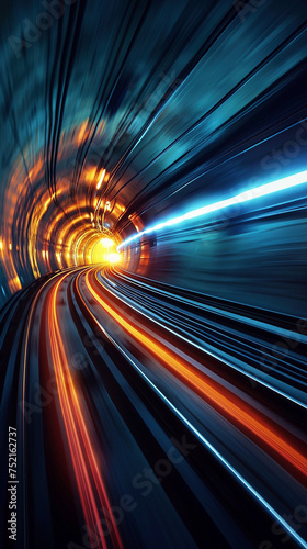 Cinematic Tunnel with Motion Blur and Light Trails