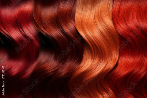 Close up of different shades of long red hair