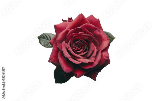 The Red Rose in Full Bloom Isolated On Transparent Background