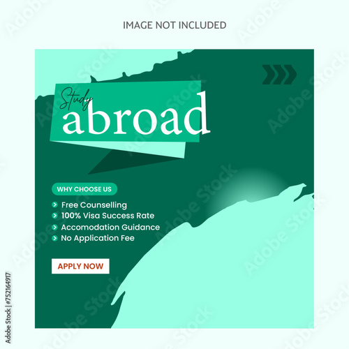 Study abroad social media posts banner and Instagram post template design