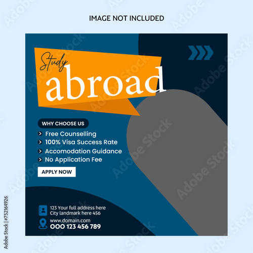 Study abroad social media posts banner and Instagram post template design