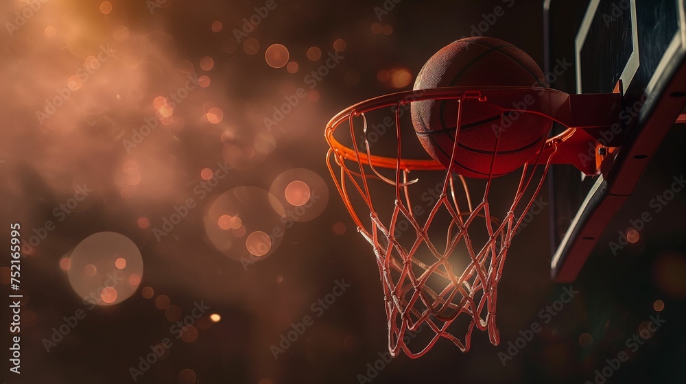 Image of basketball ball and hoop.