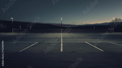 Image of a vacant parking lot, showcasing the empty expanse.