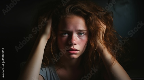 Image of a young woman experiencing a headache.