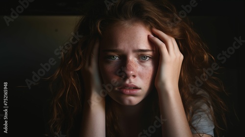 Image of a young woman experiencing a headache.
