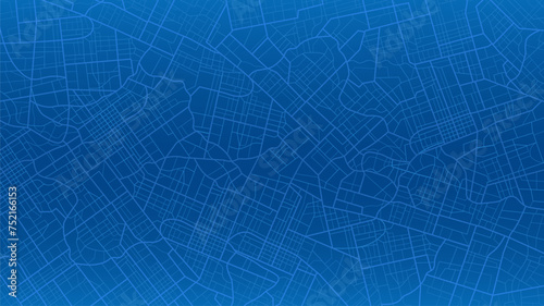 Abstract navigation plan of the urban area depicted and highlighted roads. Concept of planning and mapping a travel route using a general city map. Flat vector illustration