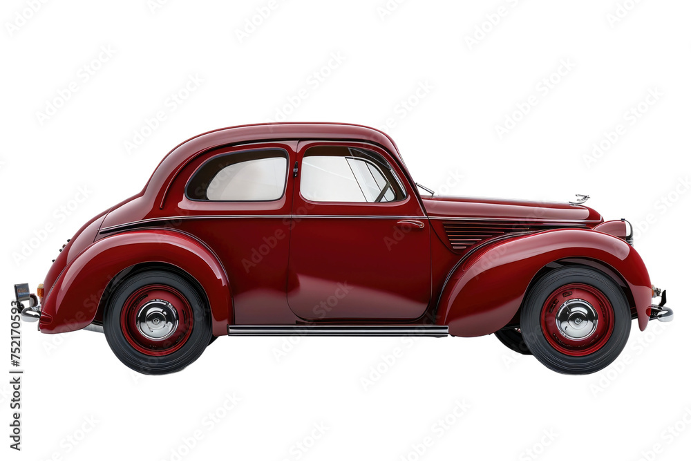 Classic Elegance Dark Red Retro Car Isolated On Transparent Background