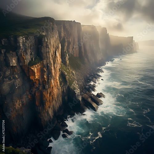 Dramatic cliffs overlooking the ocean.