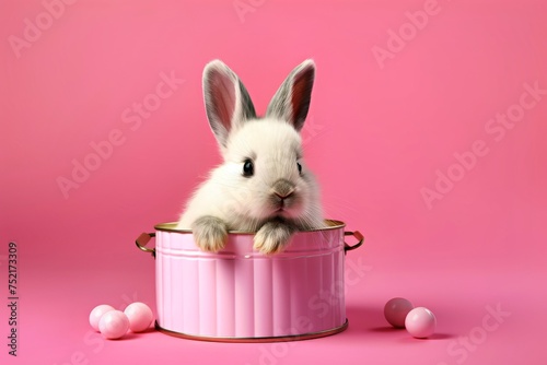 Petit lapin assis dans une boîte © Mykmicky
