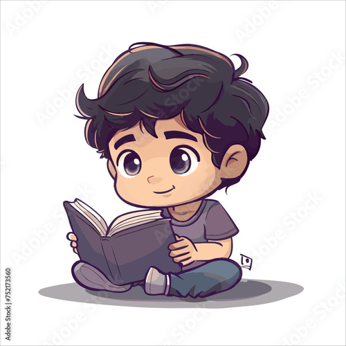 cartoon boy reading a book, cartoon characters vector image
