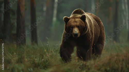 The brown bear Ursus arctos big male walking 