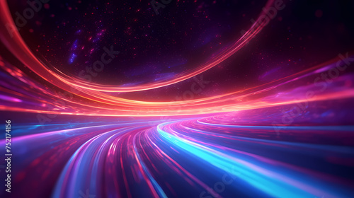 Glowing tunnel traffic  future technology speed line  using long exposure bold dynamic lines