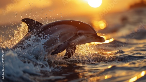  Dolphin Leaping in sea