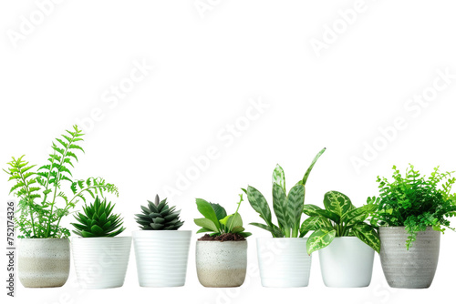 Green Plants in Flower Pots Isolated On Transparent Background