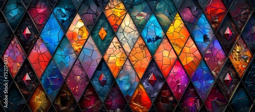 Colorful Stained Glass Digital Artwork, To provide a unique and eye-catching digital artwork featuring a stained glass window, suitable for modern