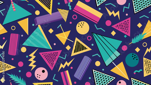 Memphis seamless pattern in retro style. Geometric elements memphis in the style of the 80s. Vector illustration for your design