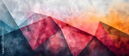 Geometric Abstract Art with Light Crimson and Pink Triangles, Decorate modern interiors with this vibrant and colourful abstract art