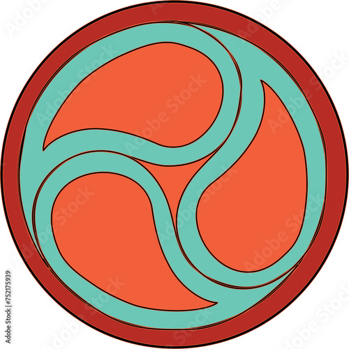 A triskelion or triskeles ancient motif illustration.