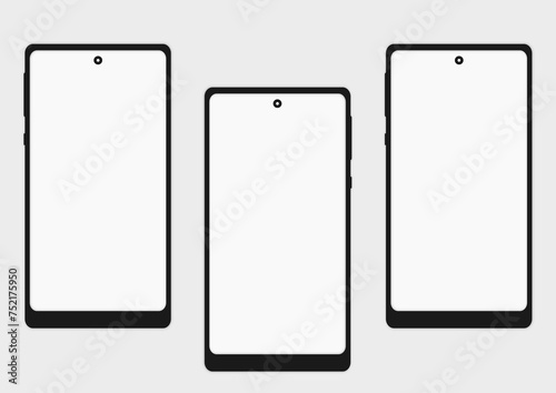 set of smartphones with blank screen