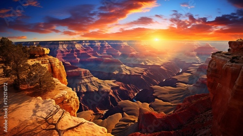 Image of the canyon landscape at sunset. © kept