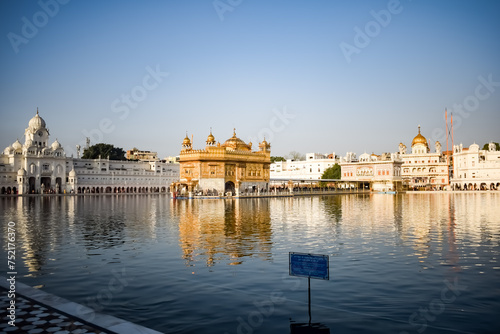 Beautiful view of Golden Temple - Harmandir Sahib in Amritsar, Punjab, India, Famous indian sikh landmark, Golden Temple, the main sanctuary of Sikhs in Amritsar, India photo