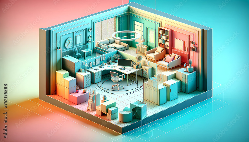 Vibrant Office Network: 3D Pastel Continuity