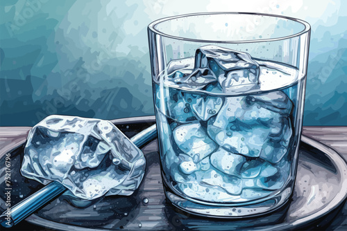Portion of chilled sparkling water vector art illustration. Generative AI