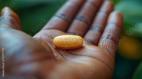 Person Holding Yellow Pill
