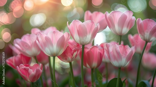 white and light pink tulips #752178569