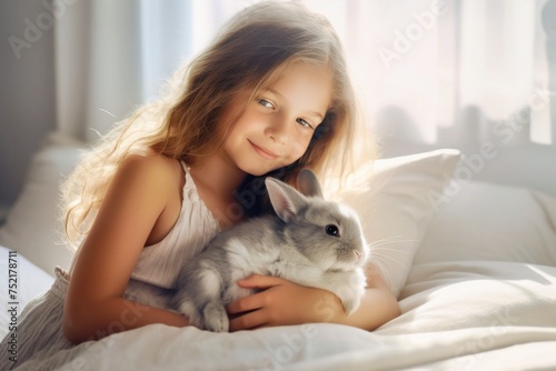 Enfant portant des oreilles de lapin © Mykmicky