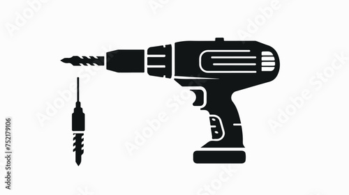Drill vector icon. Black illustration isolated on whi