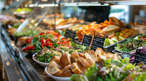 Fresh Salad Bar Selection at Modern Eatery - Healthy Food Options