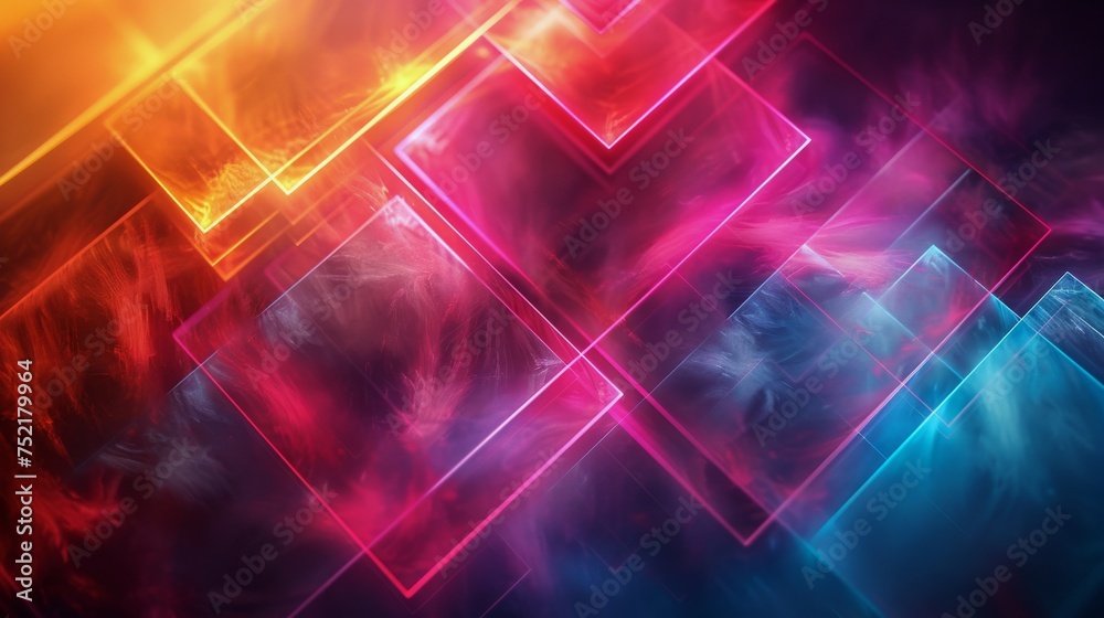 Colorful Abstract Background With Squares and Lines