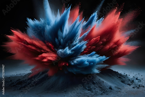 A  dynamic explosion of vivid muti colors glitter sand dust against a dark backdrop photo
