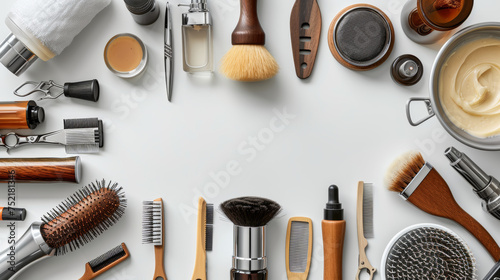 barbershop equipment on white background