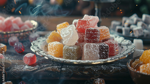 Turkish delights fruits flavored with sugar powder © Fauzia