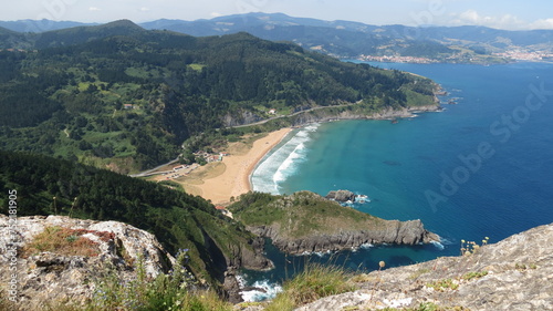 Laga beach from Mount Ogoño Cantabrian coast Basque country North Sea Spain photo