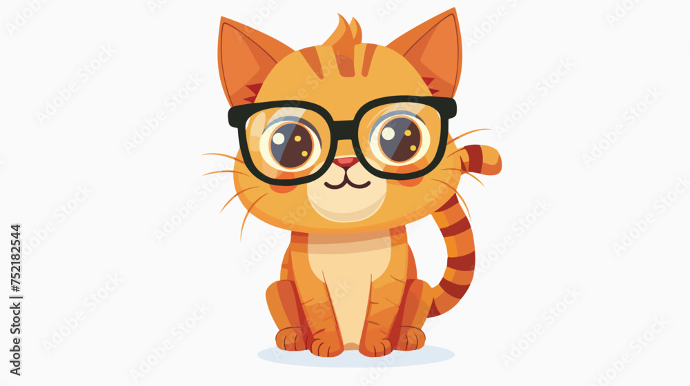 Male geek kitten character with glasses. Vector illustration