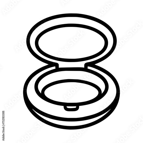 Face powder icon. Symbol of beauty. Decorative cosmetics. Makeup artist's logo. Pocket mirror sign.