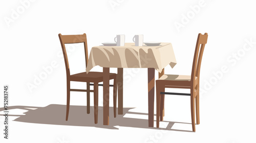 Restaurant Table and Chairs with table cloth and Shad