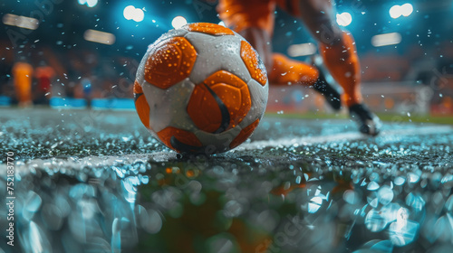 Person Kicking Soccer Ball in Park