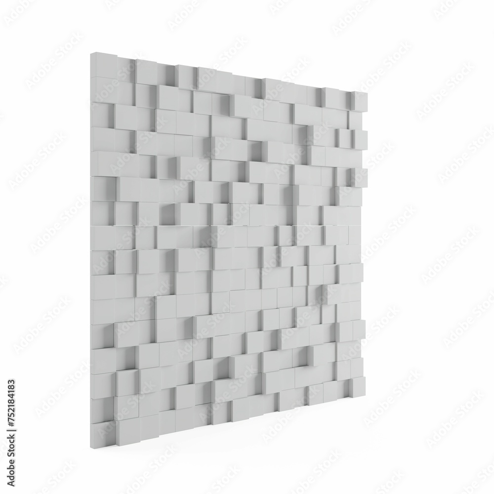 Realistic 3D render of a stone square wall with multiple smaller squares in the center