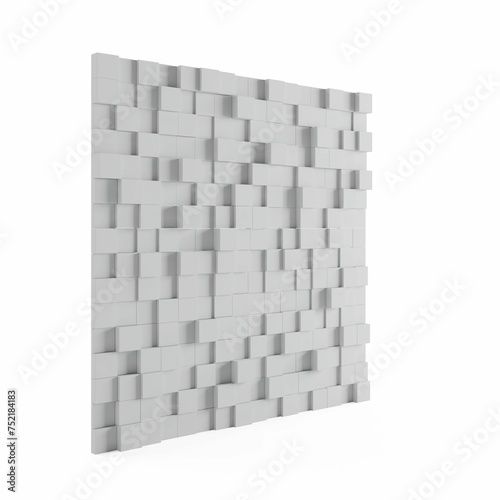 Realistic 3D render of a stone square wall with multiple smaller squares in the center