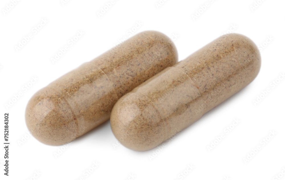 Vitamin capsules isolated on white. Health supplements Vitamin capsules isolated on white. Health supplements