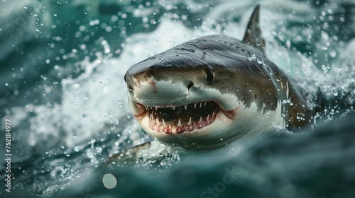 Intense Close-Up of Sharks Open Mouth